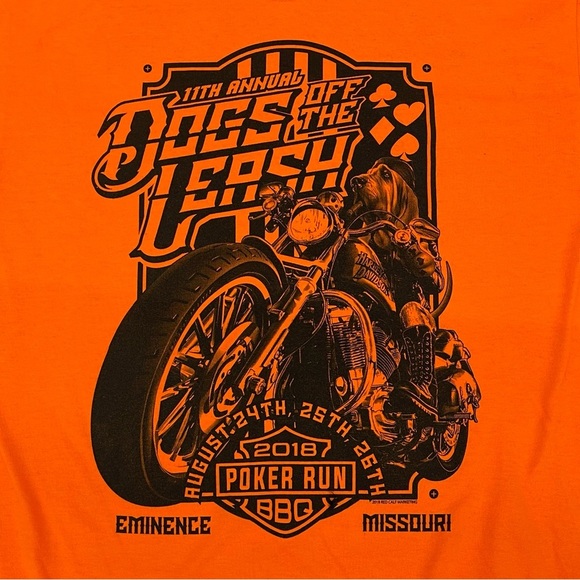 Harley Davidson 2018 11th Annual Dogs Off The Leash Poker Run T-Shirt Large - Picture 2 of 6